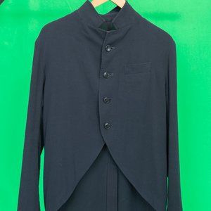Y’s Yohji Yamamoto black cotton cutaway jacket with longer tailored back